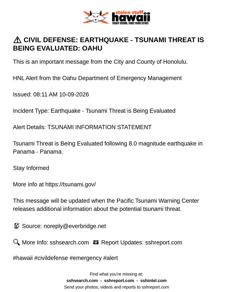 CIVIL DEFENSE MESSAGE - Oahu | SSH Search