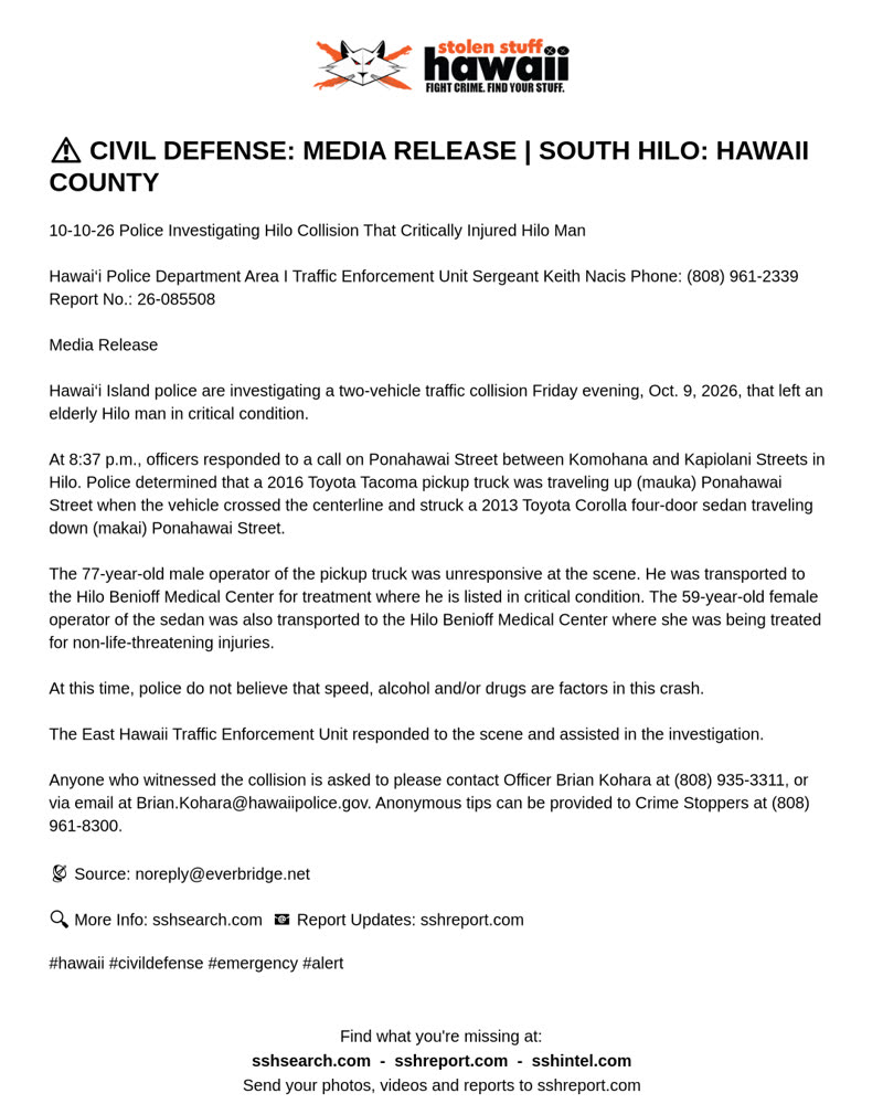 CIVIL DEFENSE MESSAGE - Hawaii County | SSH Search