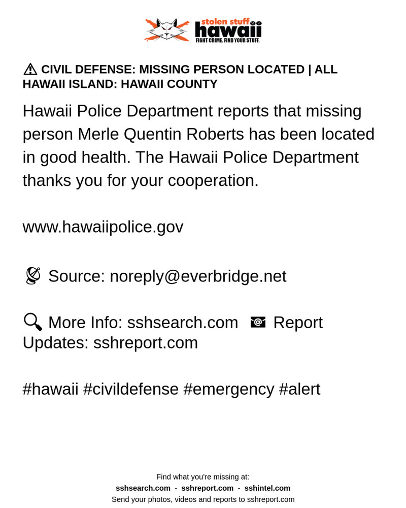 CIVIL DEFENSE MESSAGE - Hawaii County | SSH Search