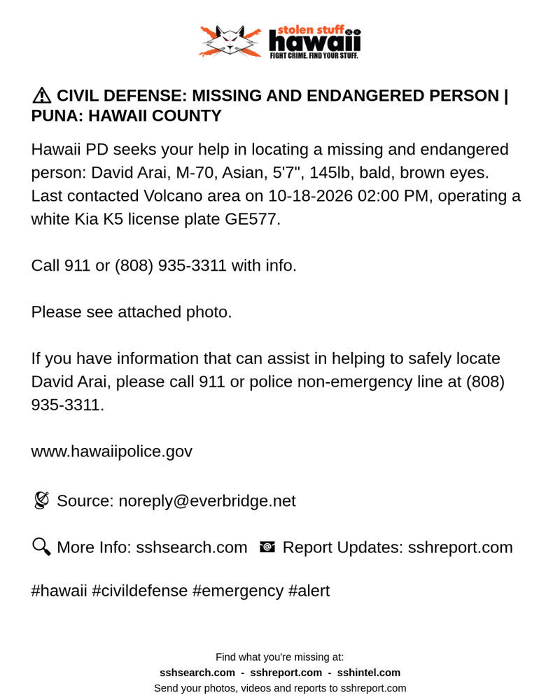 CIVIL DEFENSE MESSAGE - Hawaii County | SSH Search