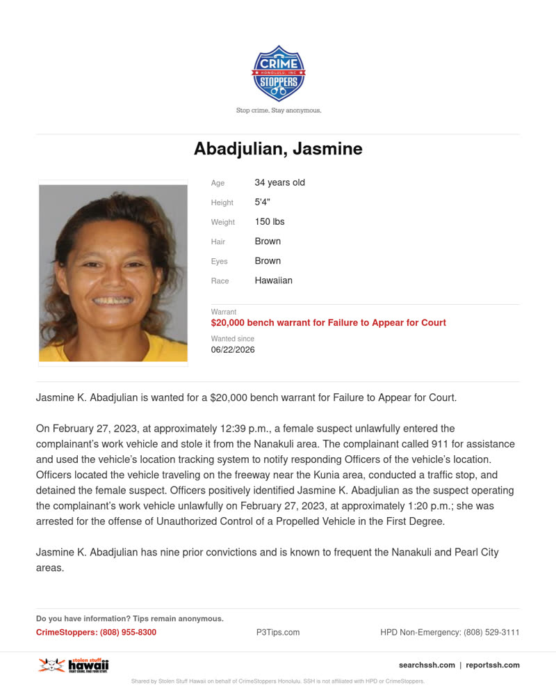 WANTED - Honolulu | SSH Search