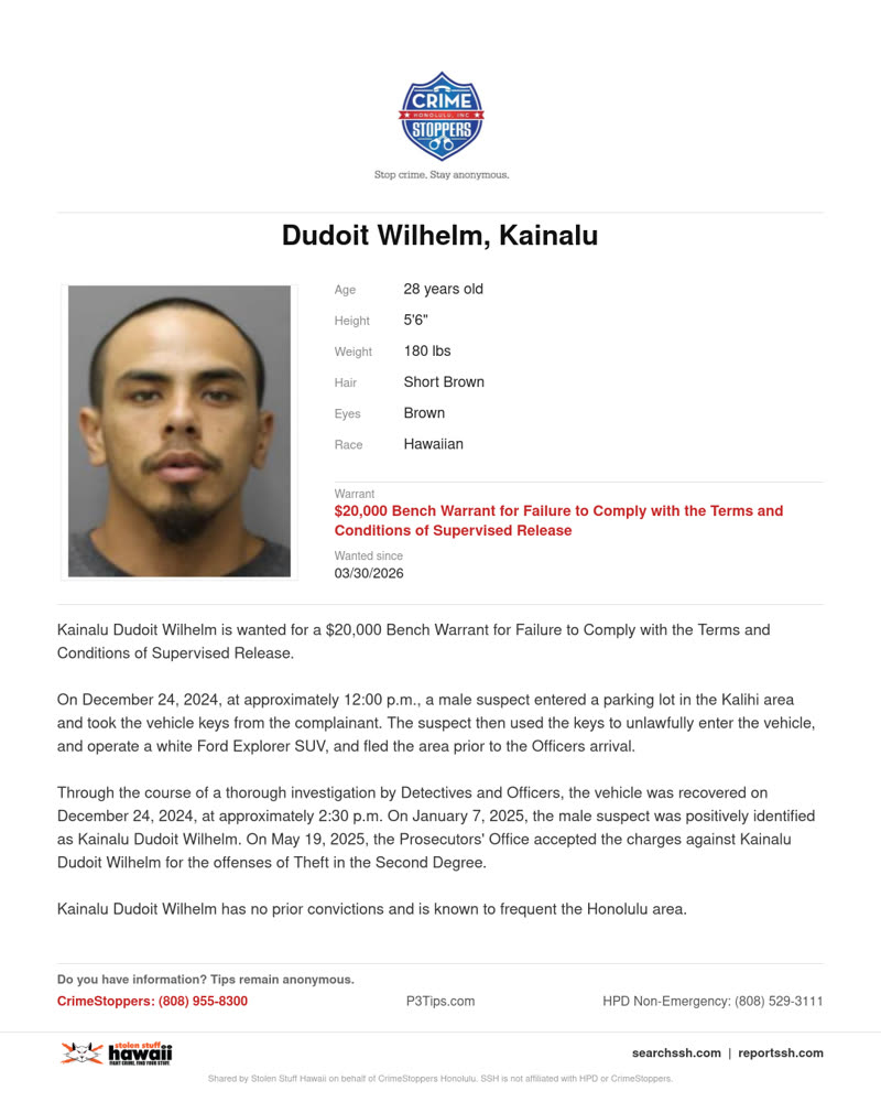 CRIMESTOPPERS - Honolulu | SSH Search