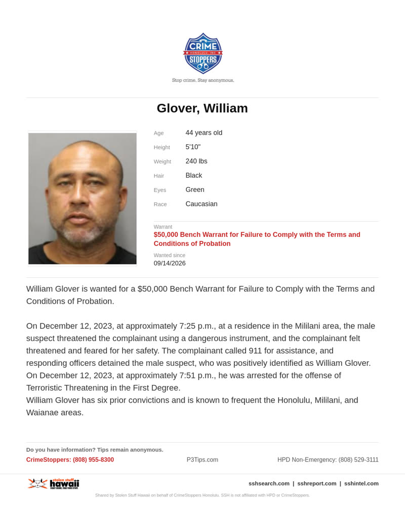 CRIMESTOPPERS - Honolulu | SSH Search