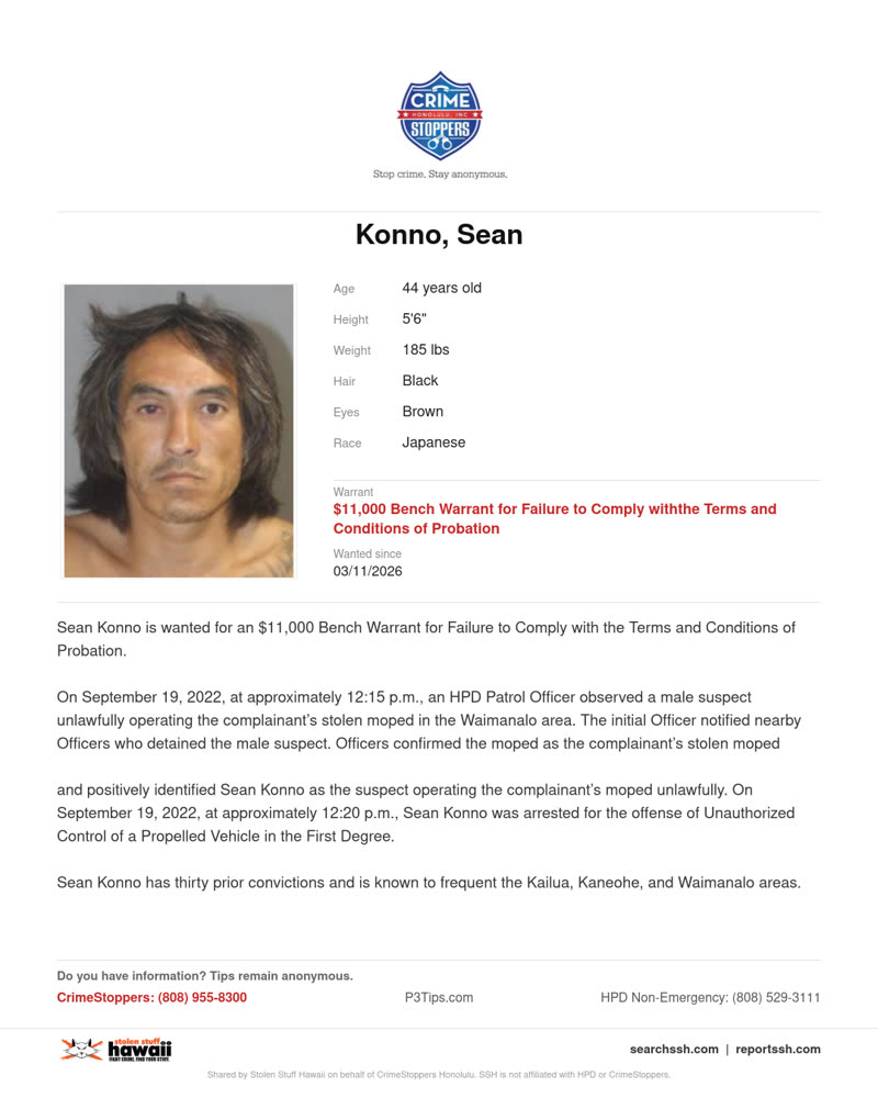 CRIMESTOPPERS - Honolulu | SSH Search