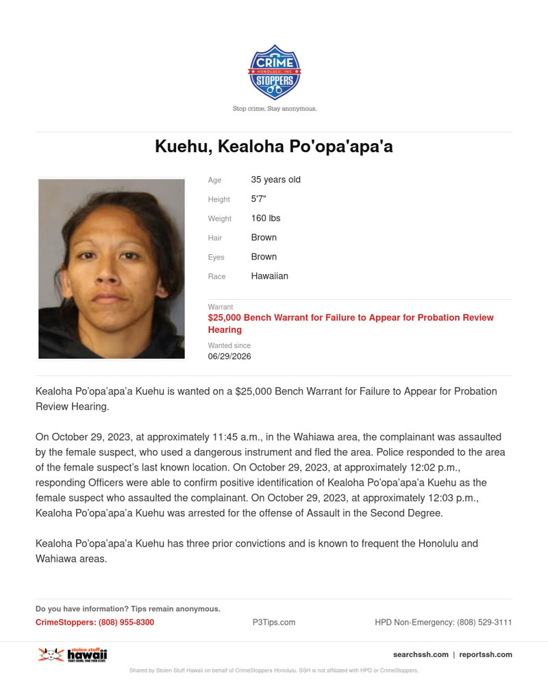WANTED - Honolulu | SSH Search
