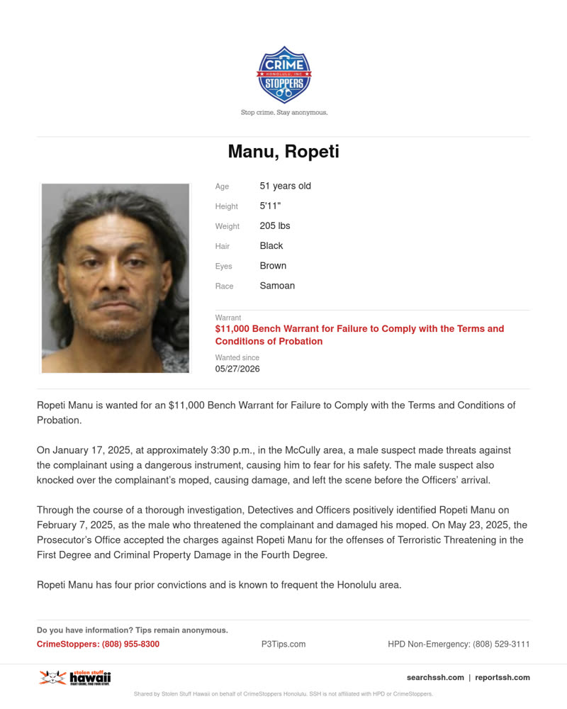 WANTED - Honolulu | SSH Search
