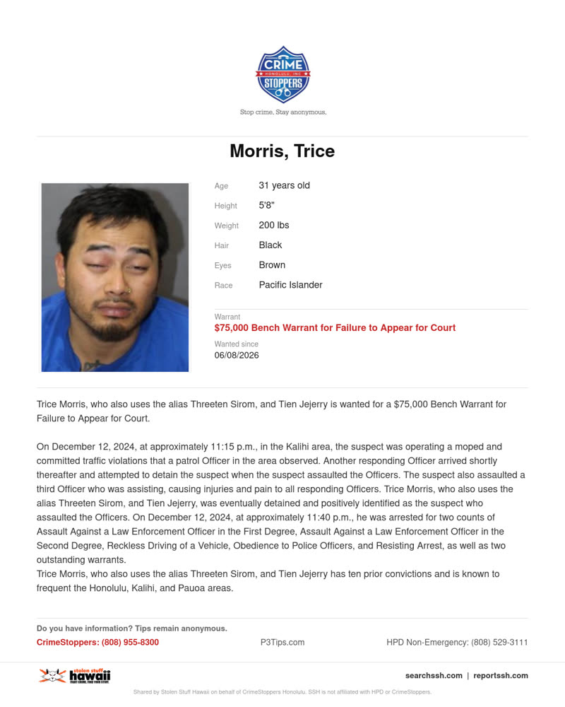 WANTED - Honolulu | SSH Search