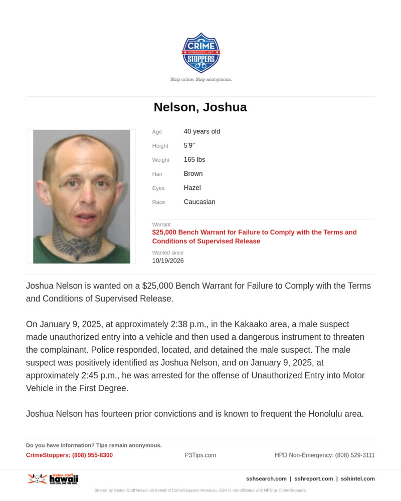 CRIMESTOPPERS - Honolulu | SSH Search