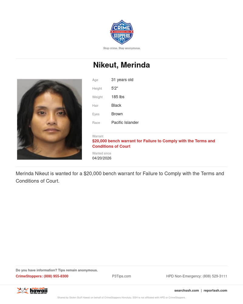 CRIMESTOPPERS - Honolulu | SSH Search