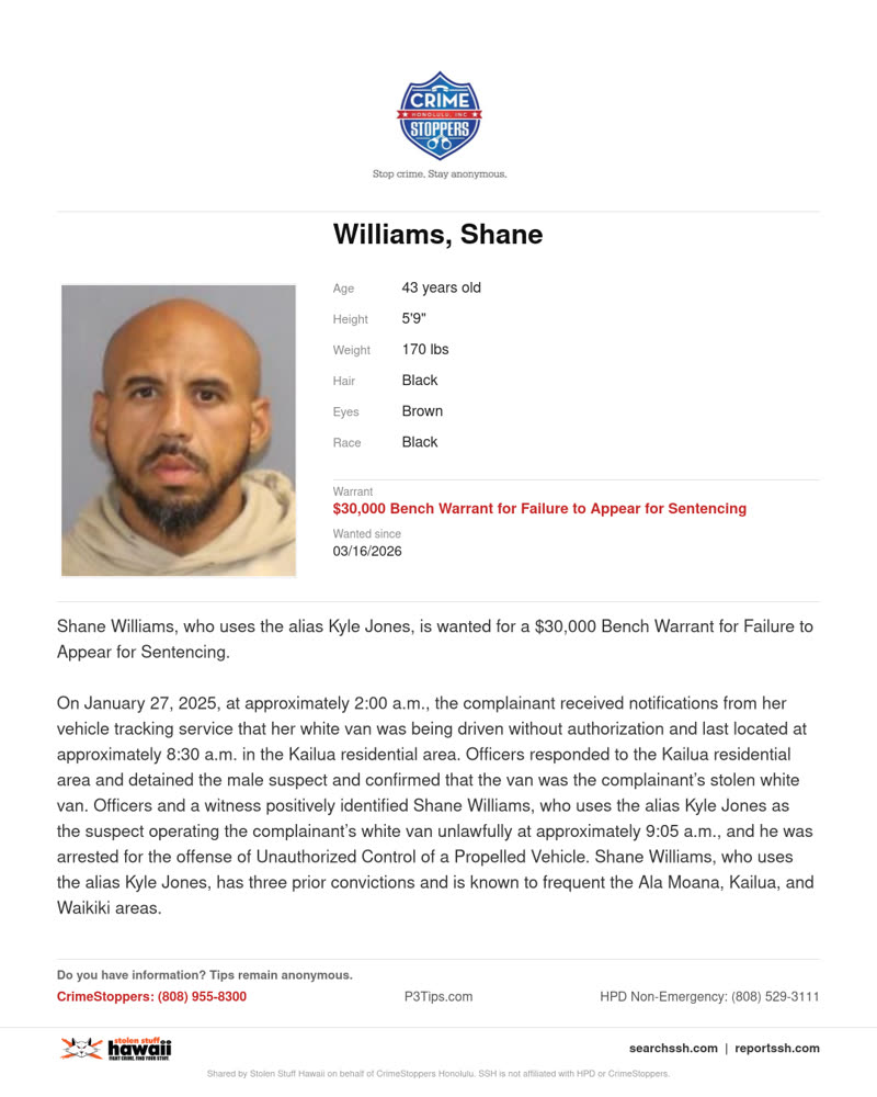CRIMESTOPPERS - Honolulu | SSH Search