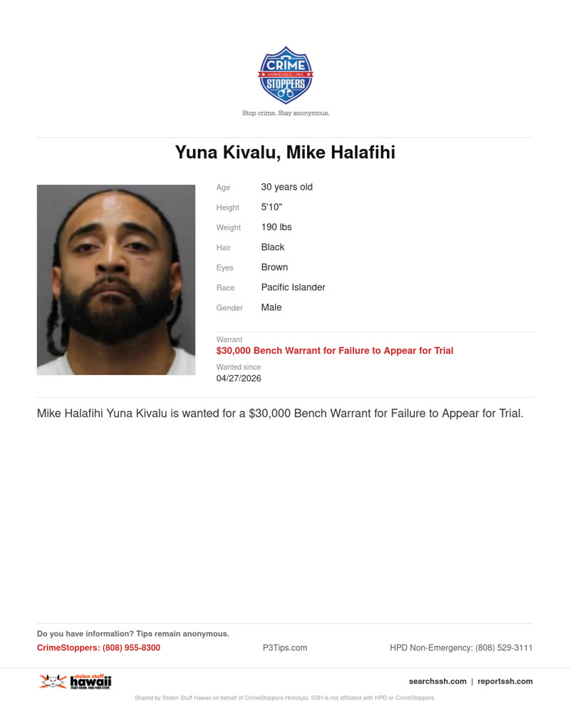 CRIMESTOPPERS - Honolulu | SSH Search