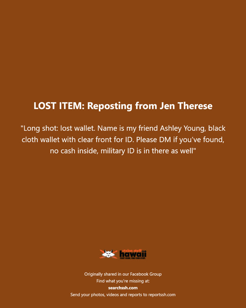 LOST ITEM - Hawaii | SSH Search