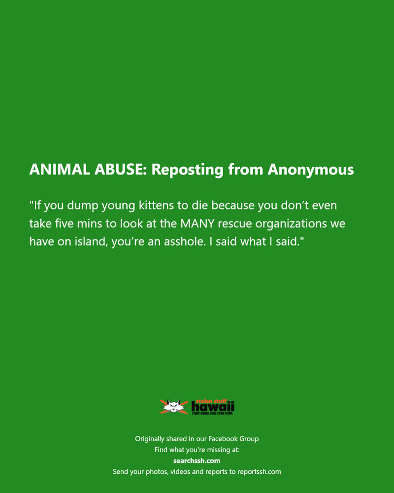 ANIMAL ABUSE - Hawaii | SSH Search