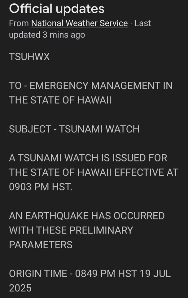 TSUNAMI WATCH - Hawaii | SSH Search