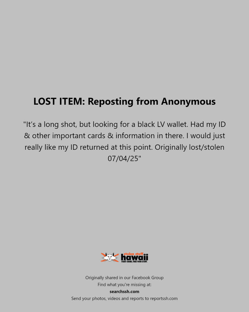 LOST ITEM - Hawaii | SSH Search