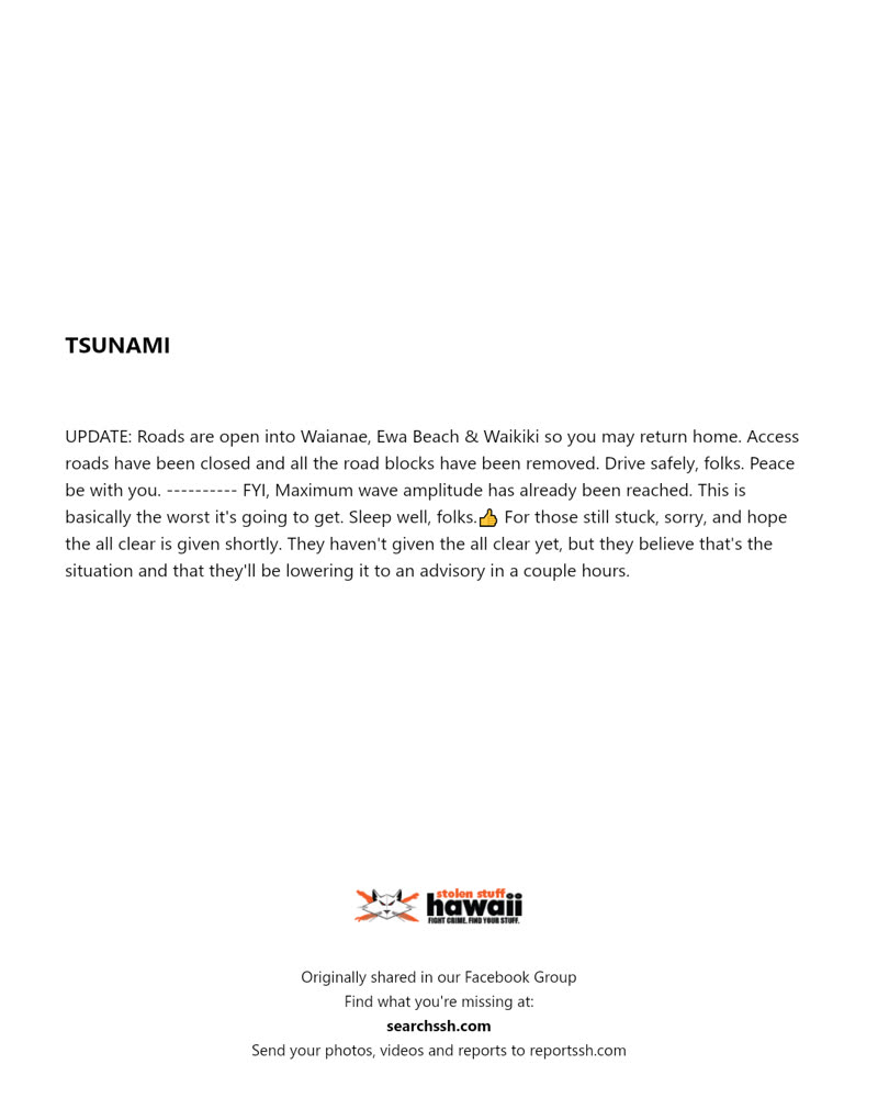 TSUNAMI - Hawaii | SSH Search