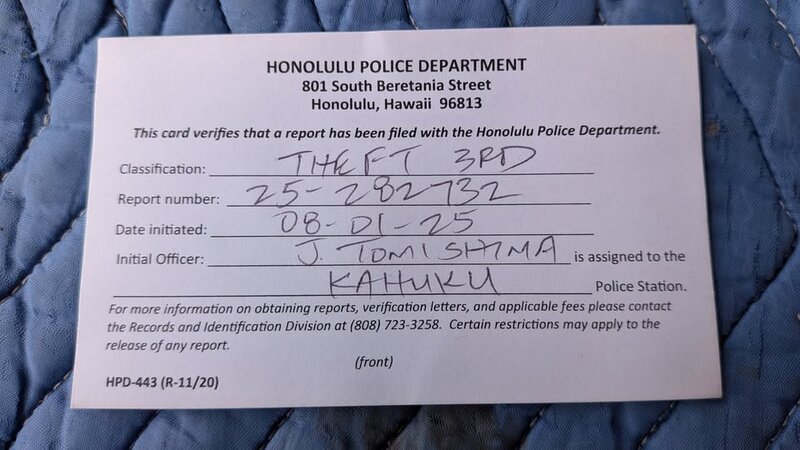 PACKAGE THEFT - Kokololio Beach Park, Lā'ie, Oahu | SSH Search