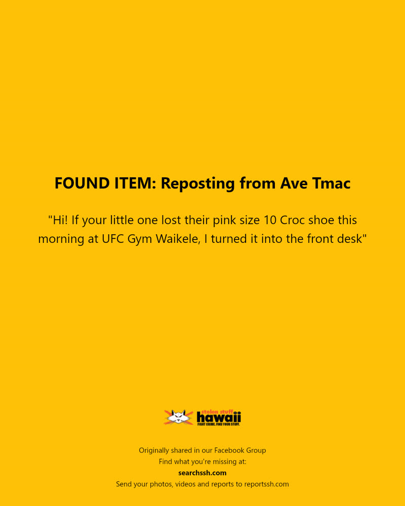 FOUND ITEM - UFC Gym Waikele, Waipahu, Oahu | SSH Search