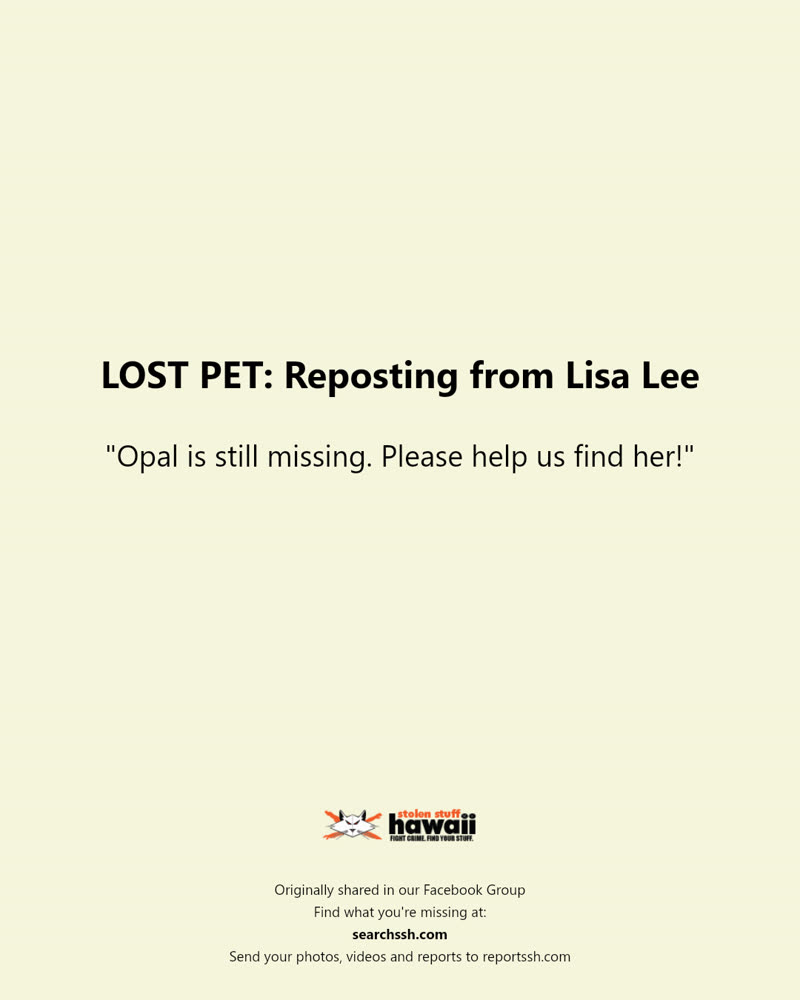 LOST PET - Hawaii | SSH Search