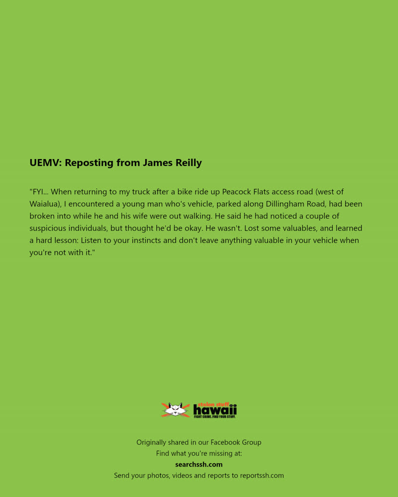 UEMV - Dillingham Road, Waialua, Oahu | SSH Search