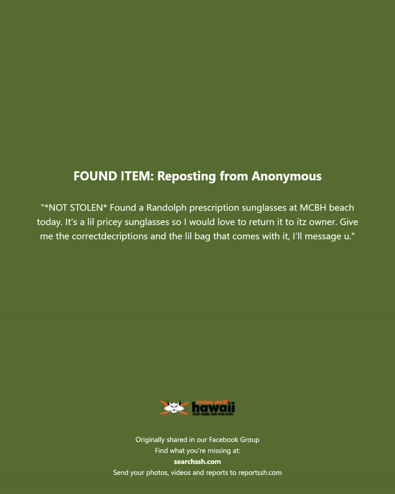 FOUND ITEM - MCBH beach, Oahu | SSH Search