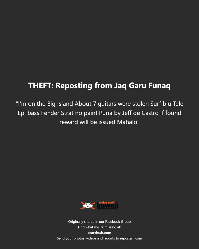 THEFT - Puna, Big Island | SSH Search