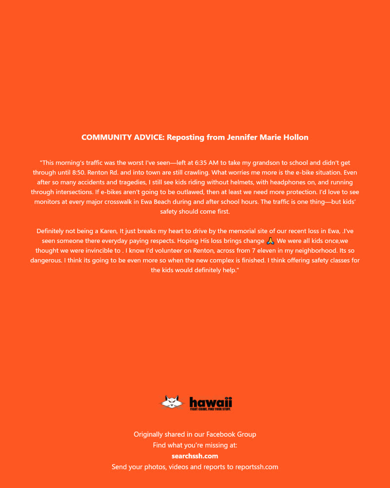 COMMUNITY ADVICE - Renton Road, Ewa Beach, Oahu | SSH Search