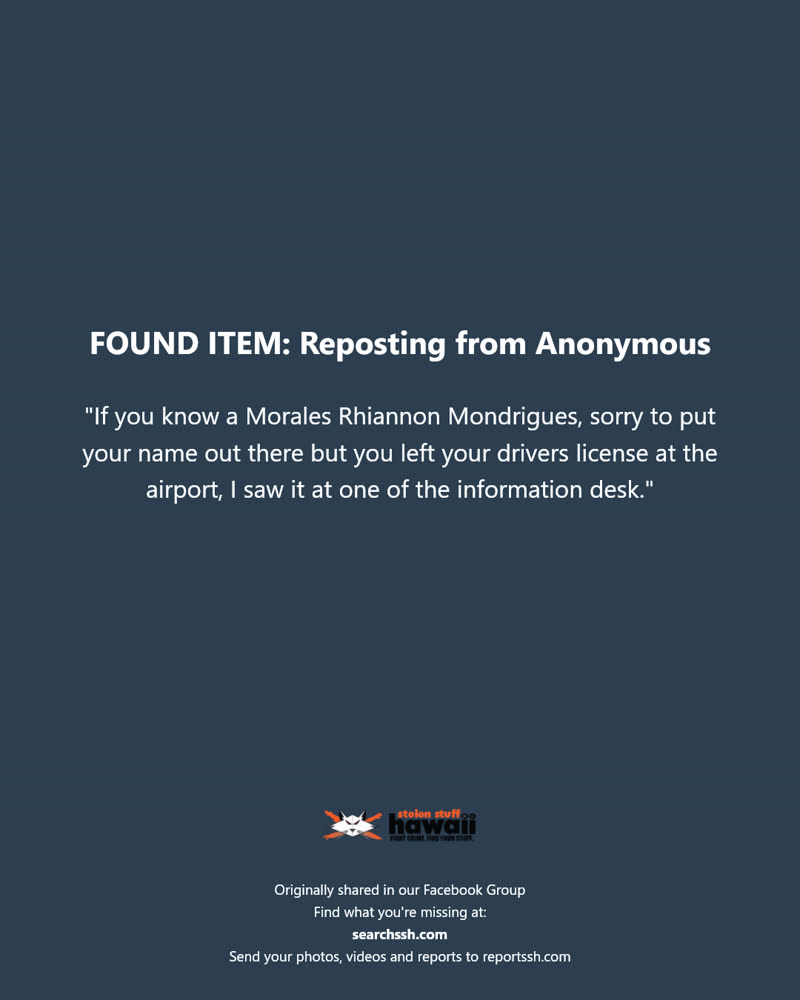 FOUND ITEM - Hawaii | SSH Search