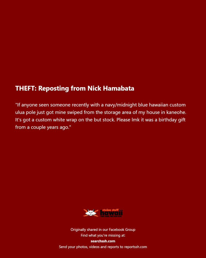 THEFT - Kaneohe, Oahu | SSH Search
