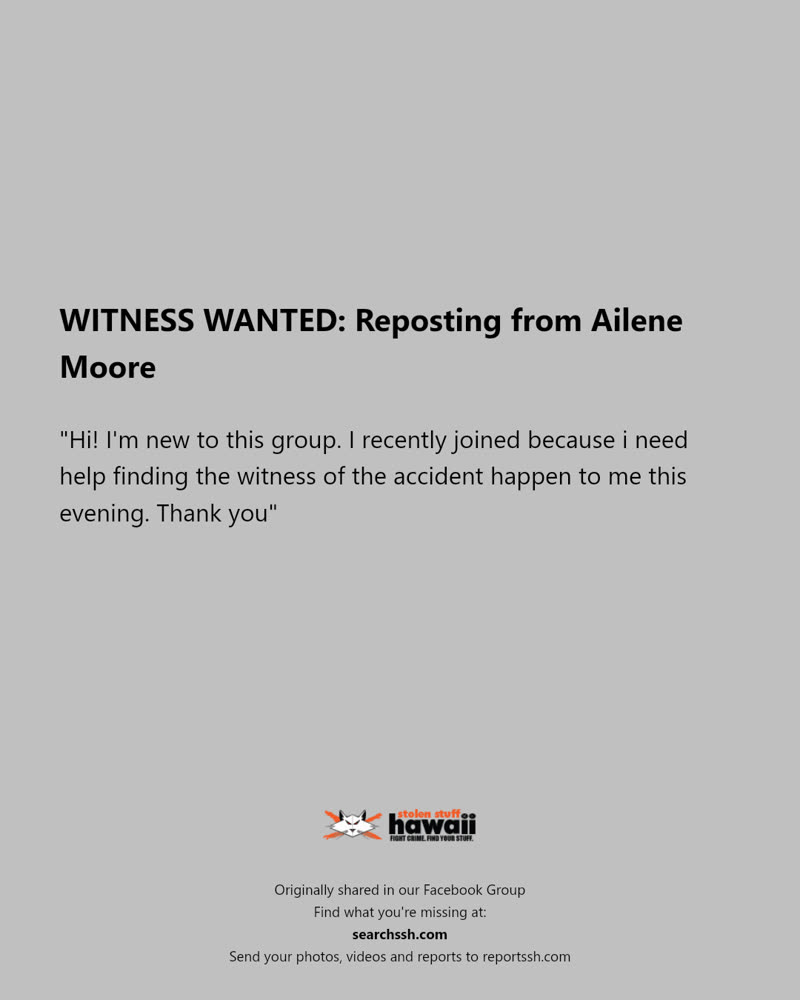 WITNESS WANTED - Hawaii | SSH Search