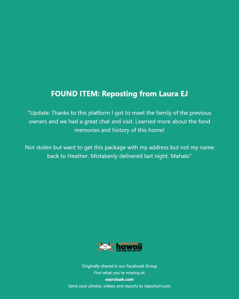 FOUND ITEM - Hawaii | SSH Search