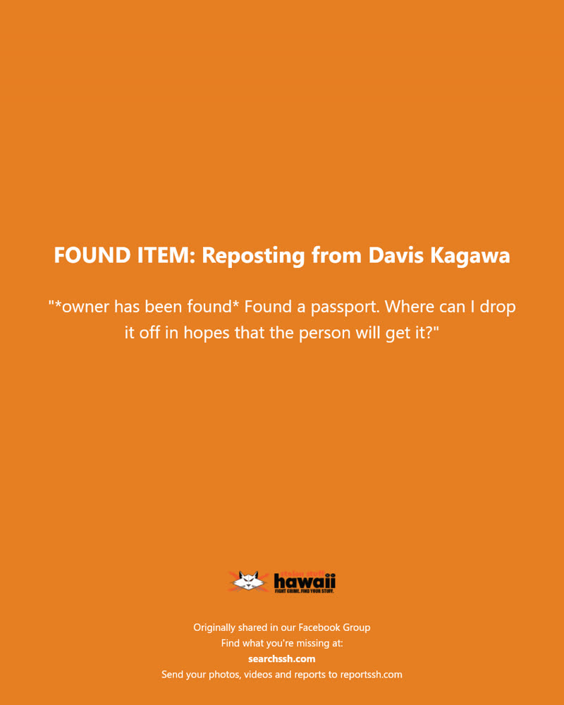 FOUND ITEM - Hawaii | SSH Search
