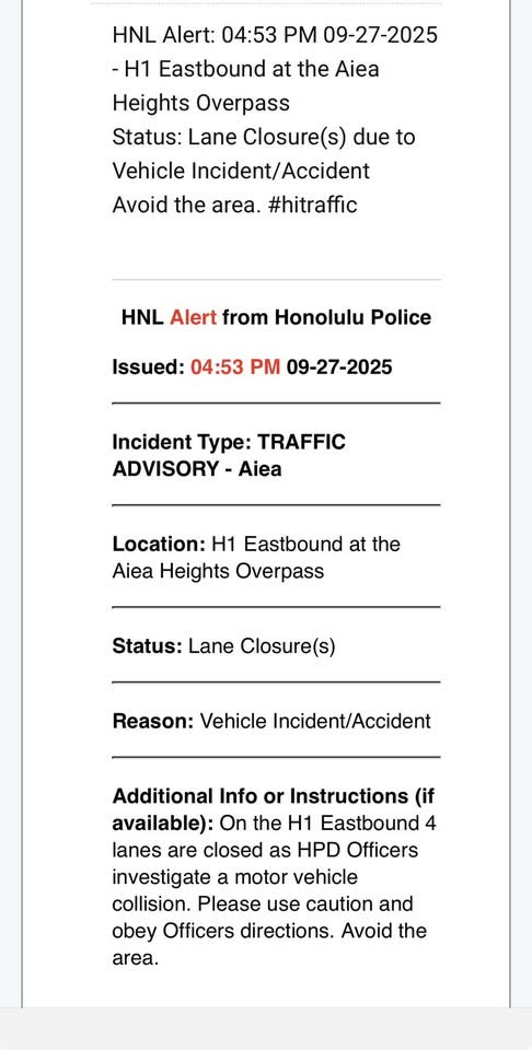 TRAFFIC - Aiea, Oahu | SSH Search