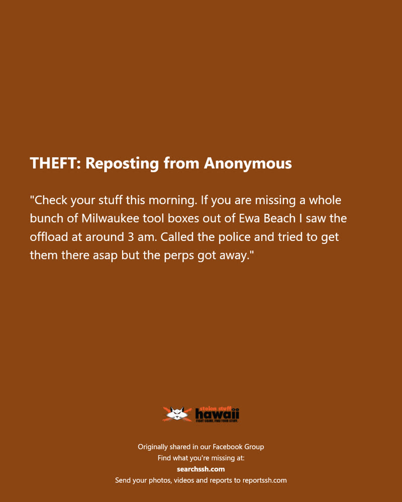 THEFT - Ewa Beach, Oahu | SSH Search