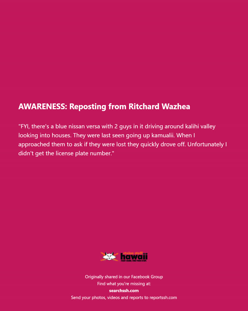 AWARENESS - Kalihi Valley, Kamualii Street, Honolulu | SSH Search