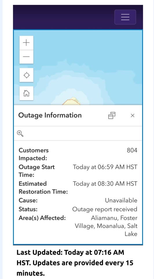 POWER OUTAGE - Aliamanu, Salt Lake, Moanalua | SSH Search