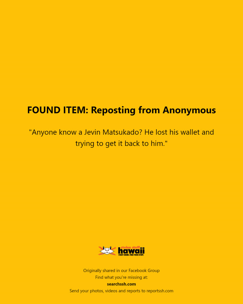 FOUND ITEM - Hawaii | SSH Search