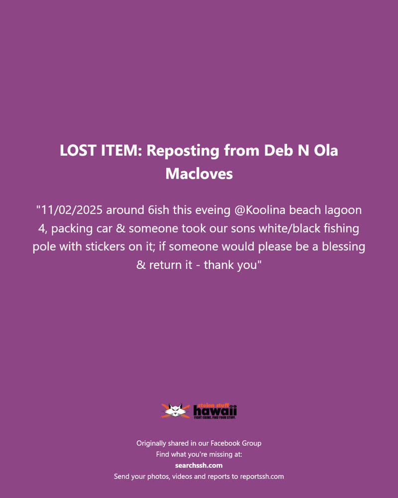 LOST ITEM - Ko Olina Beach Lagoon 4, Oahu | SSH Search
