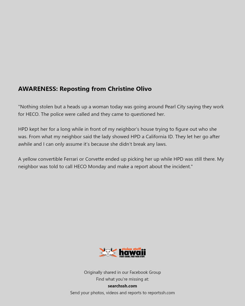 AWARENESS - Pearl City, Oahu | SSH Search