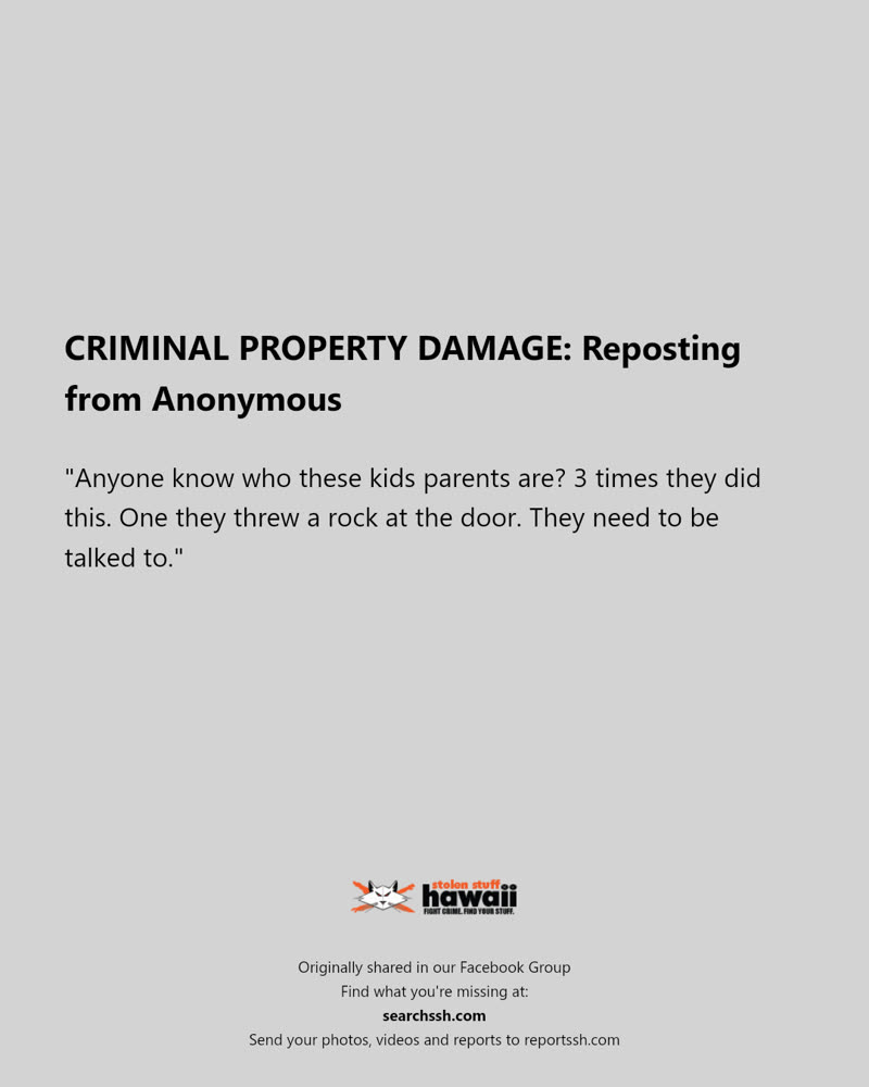 CRIMINAL PROPERTY DAMAGE - Hawaii | SSH Search