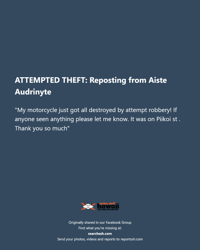 ATTEMPTED THEFT - Piikoi Street, Honolulu | SSH Search