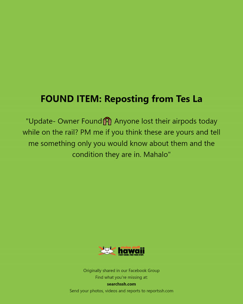 FOUND ITEM - Hawaii | SSH Search
