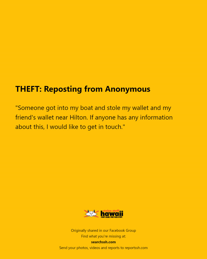 THEFT - Hilton, Waikiki, Oahu | SSH Search