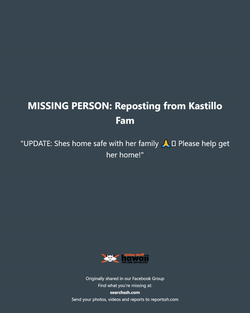 MISSING PERSON - Hawaii | SSH Search