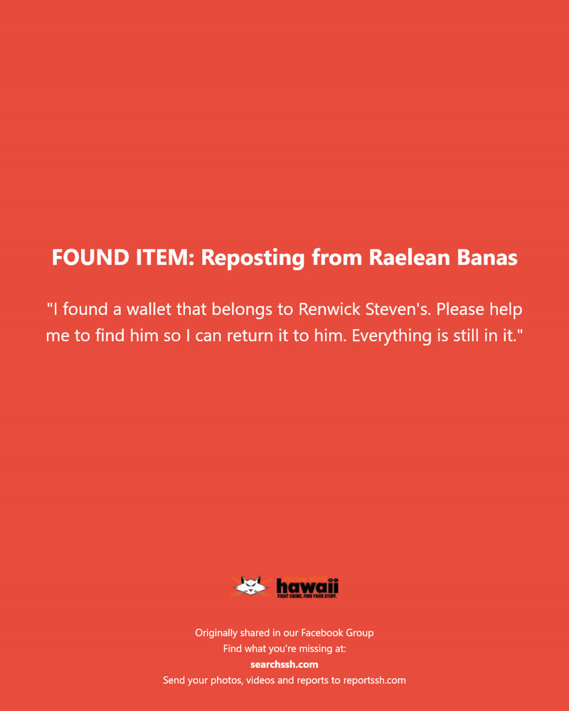 FOUND ITEM - Hawaii | SSH Search