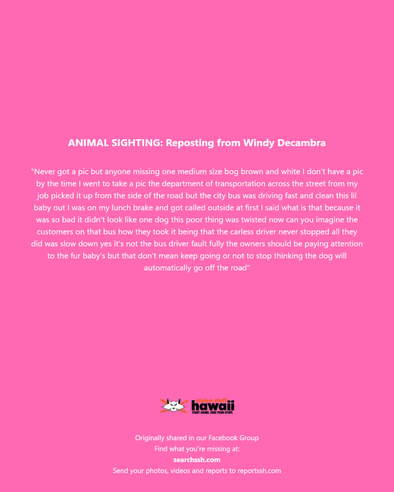 ANIMAL SIGHTING - Hawaii | SSH Search