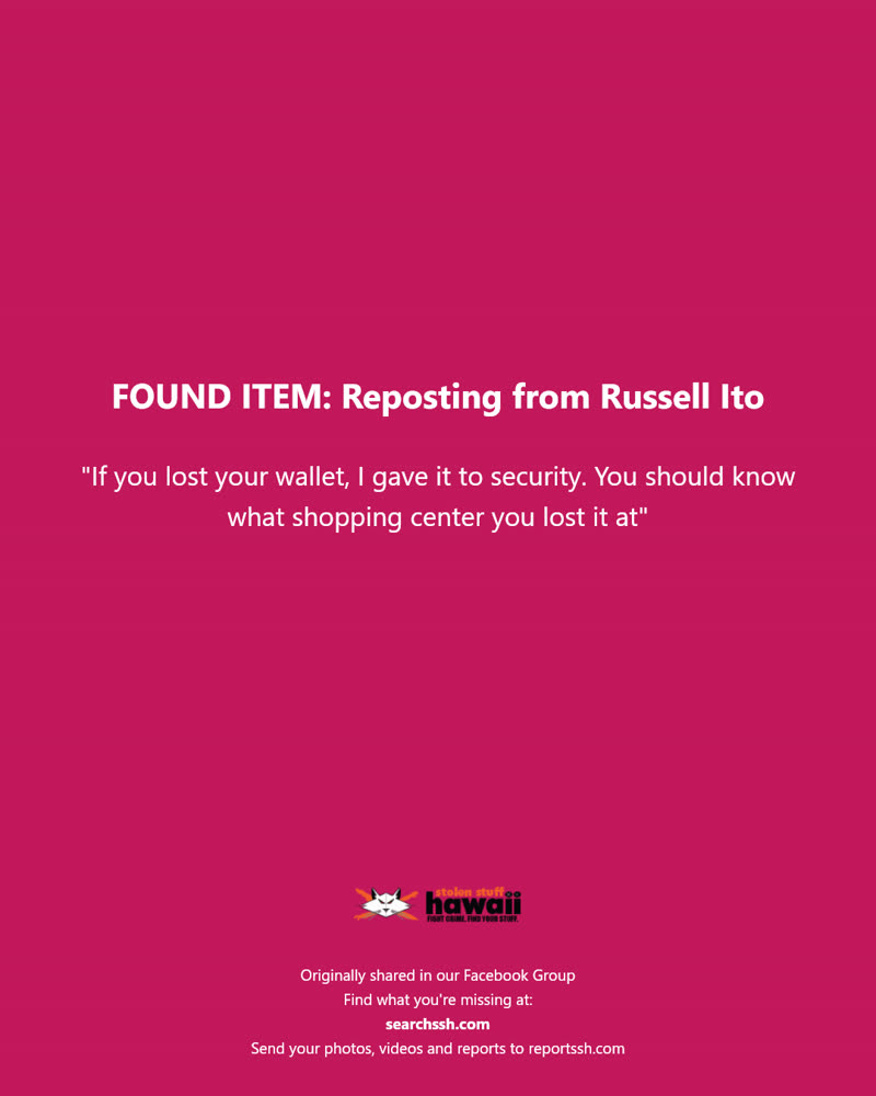 FOUND ITEM - Hawaii | SSH Search