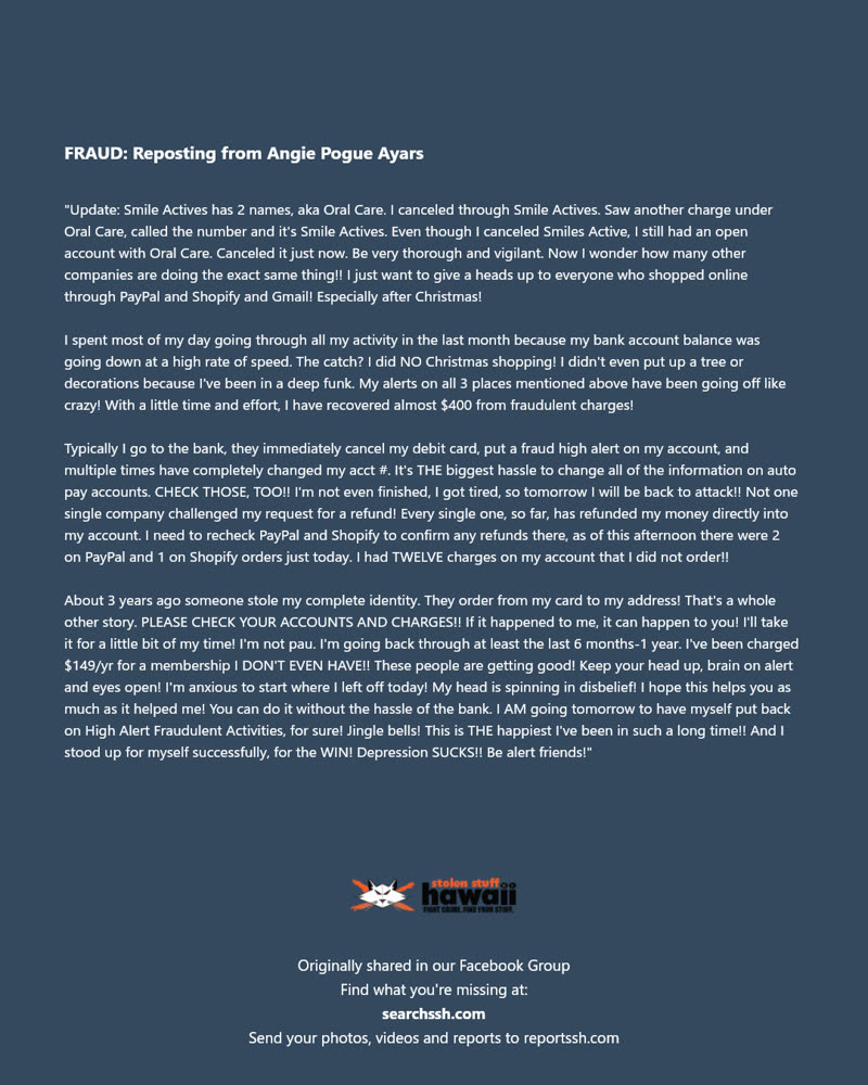 FRAUD - Hawaii | SSH Search
