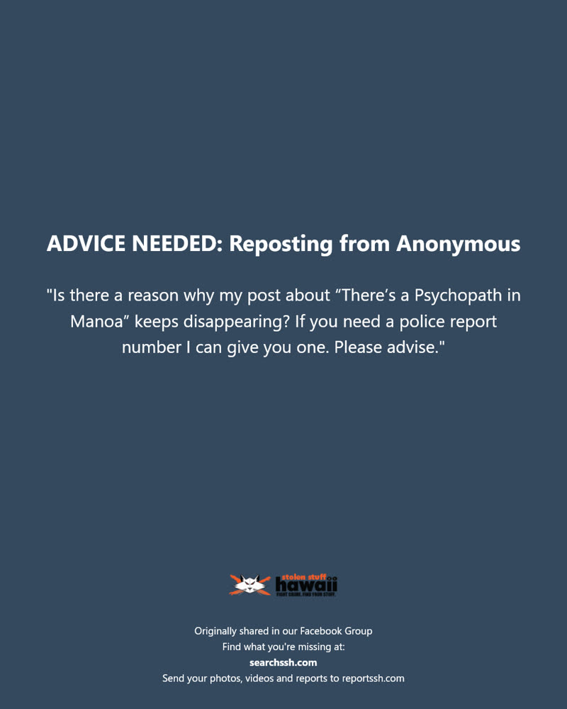 ADVICE NEEDED - Manoa, Honolulu, Oahu | SSH Search