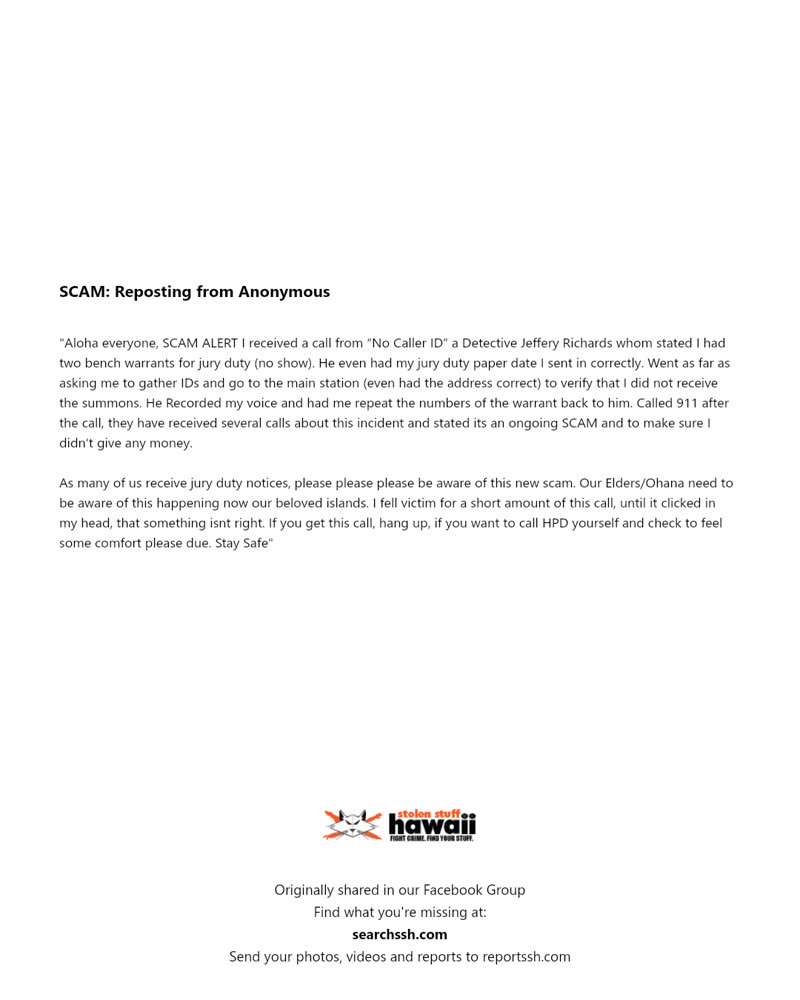 SCAM - Hawaii | SSH Search